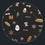 Sticker-Philly Christmas Ronde Sticker<br><div class="desc">Vier de feestdagen met iconische Philly Kerst sticker labels. Perfect voor het toevoegen van een vleugje lokale charme aan uw geschenken.</div>