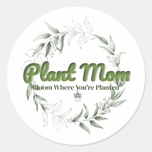 Sticker 'Plant Moeder' Ronde Sticker – Botanisch G