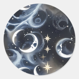 Sticker - Platina Zilver Hemelmaan Mystiek 