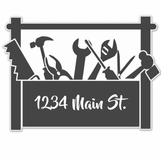 Sticker postvakadres werkshop (Voorkant)