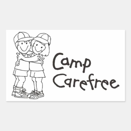 Sticker (rechthoek) | Onbezorgd kamperen (Voorkant)