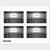 Sticker Rechthoek Zwart Zilver Chrome Jewel trim (Vel)