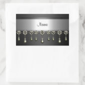 Sticker Rechthoek Zwart Zilver Chrome Jewel trim (Tas)