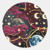 Sticker - Red Celestial Moon Design Mystic Lunar  (Voorkant)