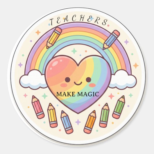 Sticker Regenboog Hart Leraar (Voorkant)