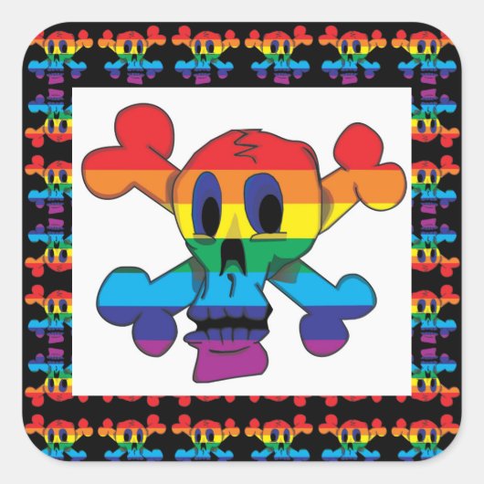 STICKER REGENBOOG SCHEDEL. (Voorkant)