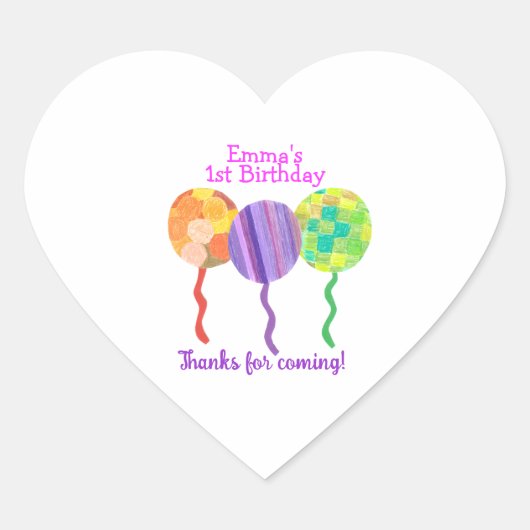 Sticker regenboogballon 1e verjaardag (Voorkant)