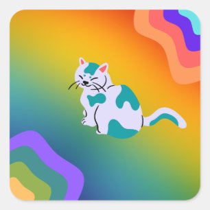 Sticker regenboogkat