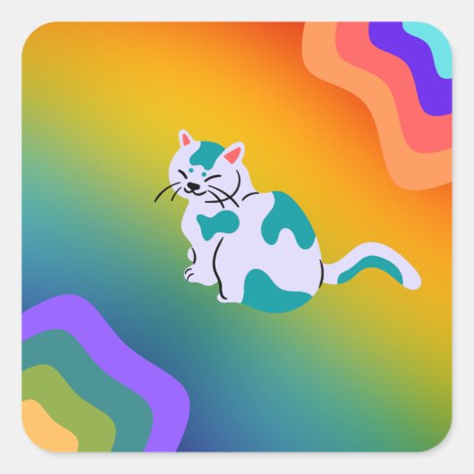 Sticker regenboogkat (Voorkant)