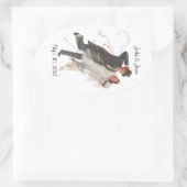 Sticker Retro Bruid & bruidegom Gepersonaliseerde (Tas)