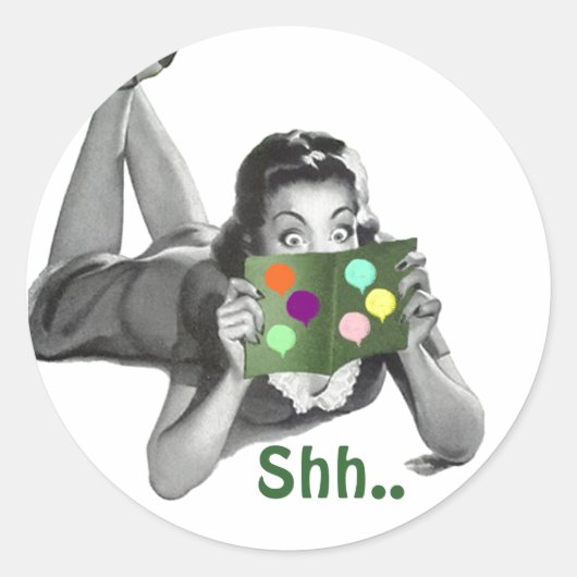 Sticker... Retro Lady Fun Verrassingsfeestzegels Ronde Sticker (Voorkant)