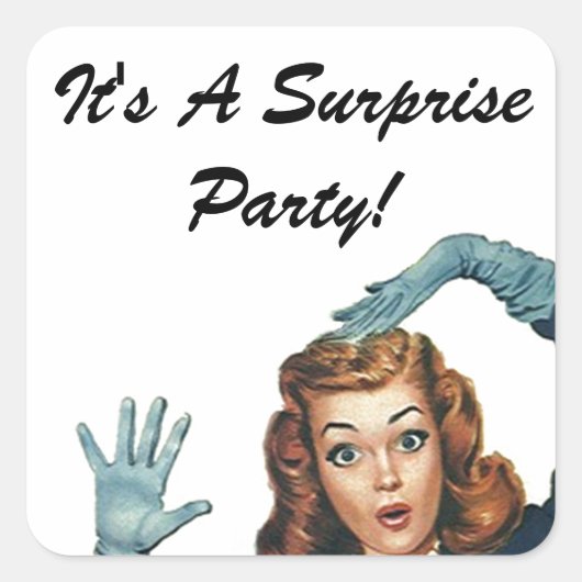 Sticker Retro Lady Surprise Party Envelope zegels (Voorkant)