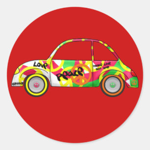 Sticker Retro Liefde Vrede Retro 60's 70's Auto