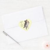 Sticker Retro Paar Huwelijk Huwelijk Hart Datum (Envelop)
