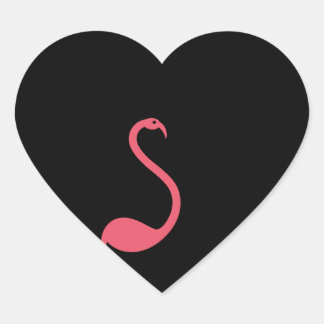 Sticker Retro Stationery Roze Flamingo Zwart Hart