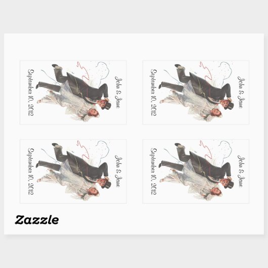 Sticker Retro Weddenschap Groom Happy Couple (Vel)