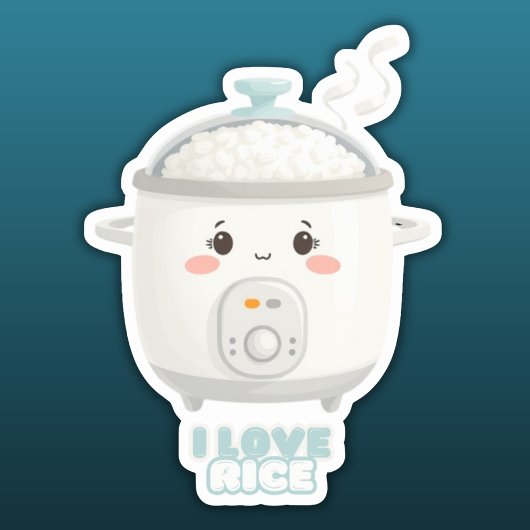 Sticker Ricecooker schattig ik hou van rijstfornui