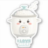 Sticker Ricecooker schattig ik hou van rijstfornui (Voorkant)