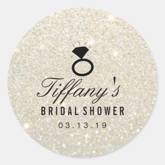 Sticker - Ring Vrijgezellenfeest Glitter Wit Goud (Voorkant)