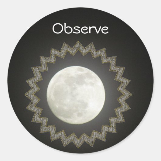 Sticker (rnd) - Moon/Observe (Voorkant)