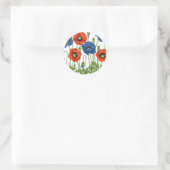 Sticker rode en blauwe papaver (Tas)