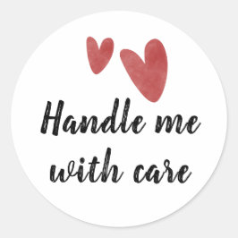 Sticker Rode Harten - Behandel Met Zorg, Breekbaar