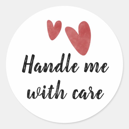 Sticker Rode Harten - Behandel Met Zorg, Breekbaar (Voorkant)