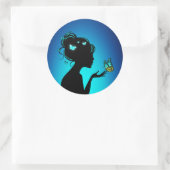 Sticker Rond Blauwe Vlindervrouw (Tas)