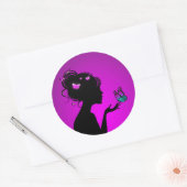 Sticker Rond Violette Vlindervrouw (Envelop)