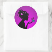 Sticker Rond Violette Vlindervrouw (Tas)