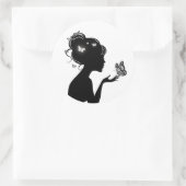Sticker Rond Witte Vlindervrouw (Tas)