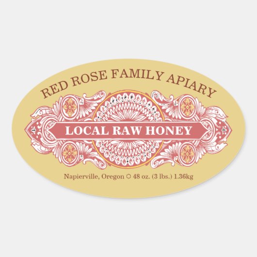  Sticker Rood en Goud Rosette (Voorkant)