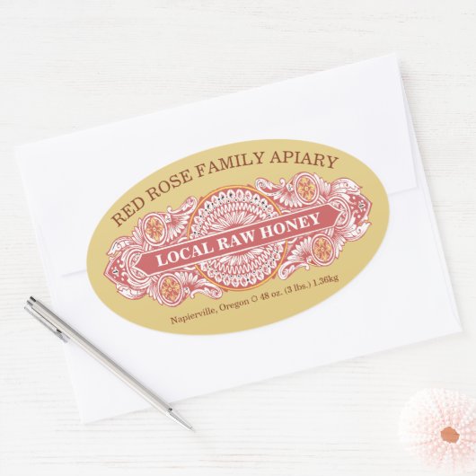  Sticker Rood en Goud Rosette (Envelop)