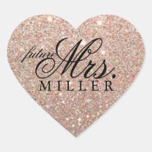 Sticker - Roos Gold Glitter Heart Fab future Mrs.