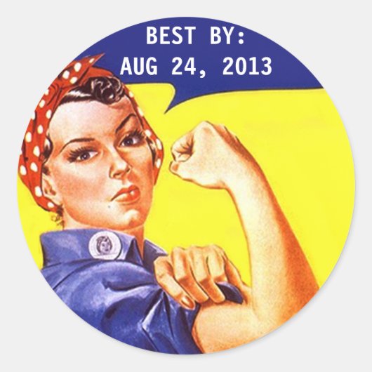 Sticker Rosie De Riveter Inblikken BEST BY (Voorkant)