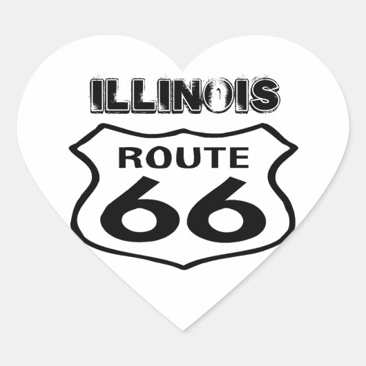 Sticker  route 66 versleten staat Illinois hart (Voorkant)