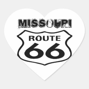 Sticker Route 66 Worn State Missouri Heart