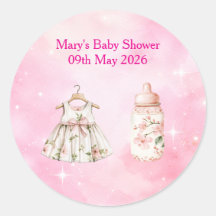 Sticker-Roze Chinoiserie Baby Shower Stickers