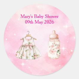 Sticker-Roze Chinoiserie Baby Shower Stickers