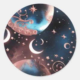 Sticker - Roze Goud Celestiaal Maanontwerp