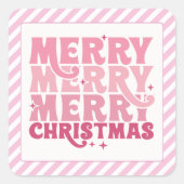 Sticker Roze Kerstmis gestreepte label (Voorkant)
