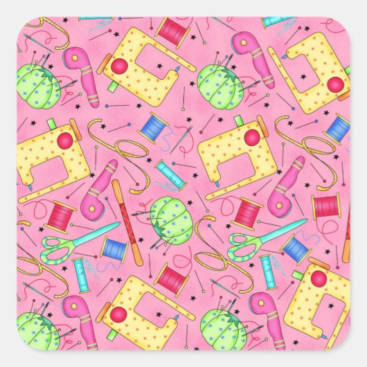Sticker Roze naaigarens (Voorkant)
