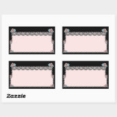 Sticker  Roze Trouwtaart Rozen Kant Zwart (Vel)