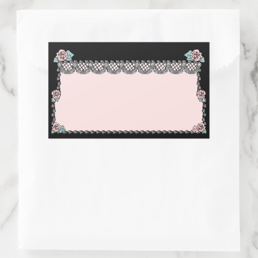 Sticker  Roze Trouwtaart Rozen Kant Zwart (Tas)