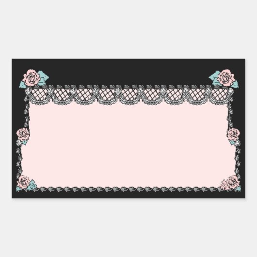 Sticker  Roze Trouwtaart Rozen Kant Zwart (Voorkant)