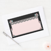 Sticker  Roze Trouwtaart Rozen Kant Zwart (Envelop)