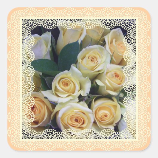 Sticker - Rozen met rozengeel in gezicht (Voorkant)