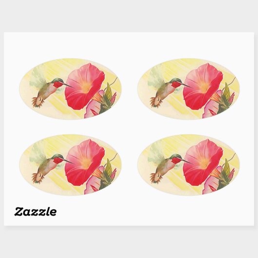 Sticker Ruby Throated Hummingbird @ Flowers Garden (Vel)