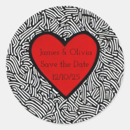 Sticker save the date krabbel hart