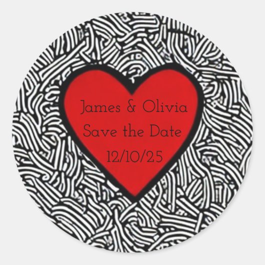 Sticker save the date krabbel hart (Voorkant)